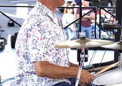 Paul singing and playing drums - The Band Silver - Jazz on The Alley